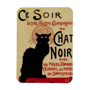 Vintages Jugendstil, Ce Soir Chat Noir Black Cat Magnet