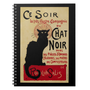 Vintages Jugendstil, Ce Soir Chat Noir Black Cat Notizblock