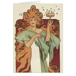 Vintages Jugendstil, Champagner von Alphonse Mucha