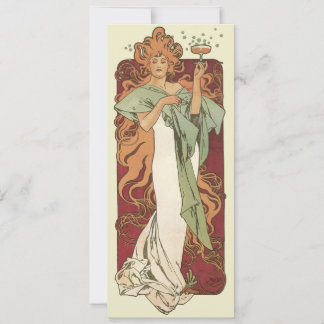 Vintages Jugendstil, Champagner von Alphonse Mucha Einladung