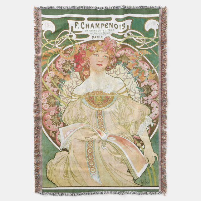 Vintages Jugendstil, Champenois von Alphonse Mucha Decke (Vorderseite Vertikal)