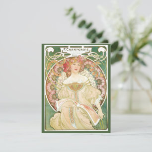 Vintages Jugendstil, Champenois von Alphonse Mucha Einladung