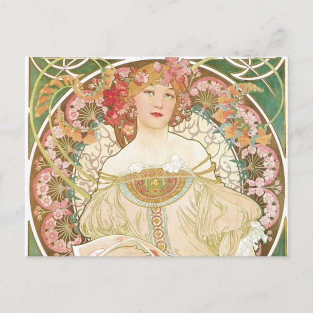 Vintages Jugendstil, Champenois von Alphonse Mucha Postkarte (Vorderseite)
