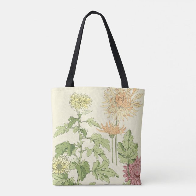 Vintages Jugendstil, Chrysanthemen im Garten Tasche (Rückseite)