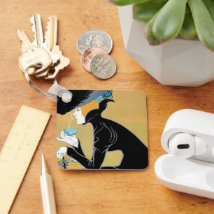 Vintages Jugendstil, Dame Drinking Marco Polo Tee Schlüsselanhänger