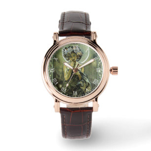 Vintages Jugendstil Der Mond von Mucha Armbanduhr