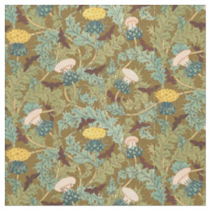 Vintages Jugendstil-Dickicht und Cicadas-Muster Stoff