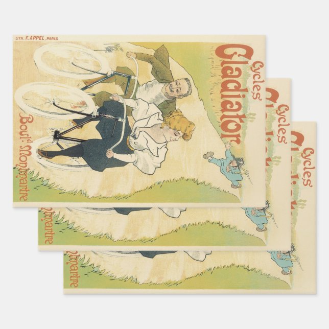 Vintages Jugendstil, Gladiatorräder Geschenkpapier Set (Set)