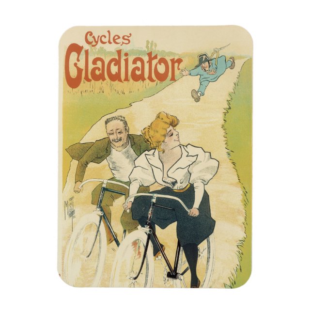 Vintages Jugendstil, Gladiatorräder Magnet (Vertikal)