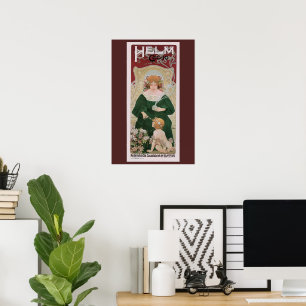 Vintages Jugendstil Helm Kacao von Privat Livemont Poster
