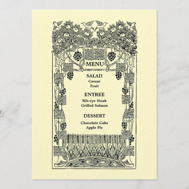 Vintages Jugendstil-Hochzeitmenü Menükarte (Vorderseite)
