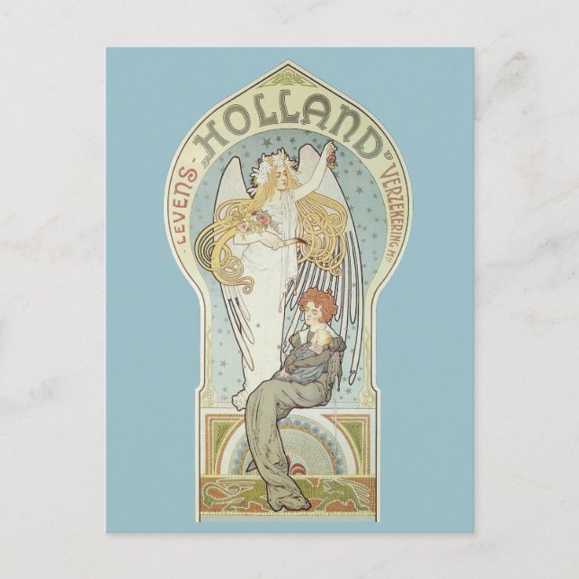 Vintages Jugendstil, Holland Levensverzekering Postkarte (Vorderseite)