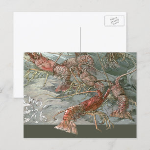 Vintages Jugendstil, Hummer im Ozean Postkarte
