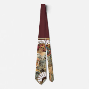 Vintages Jugendstil, Kekse von Alphonse Mucha Krawatte