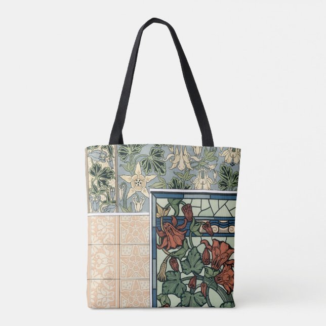 Vintages Jugendstil, Kolumbus Aquilegii-Blume Tasche (Rückseite)