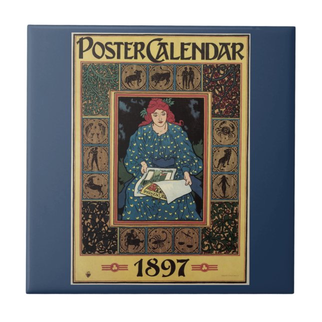 Vintages Jugendstil, Kunsthandwerkbuch Fliese (Vorderseite)