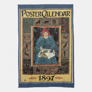 Vintages Jugendstil, Kunsthandwerkbuch Geschirrtuch