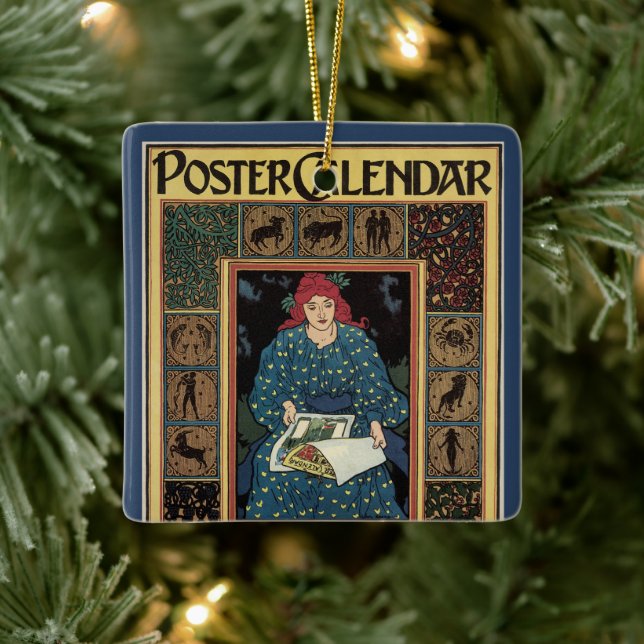 Vintages Jugendstil, Kunsthandwerkbuch Keramikornament (Baum)