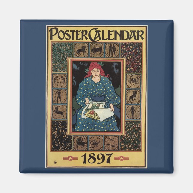 Vintages Jugendstil, Kunsthandwerkbuch Magnet (Vorne)