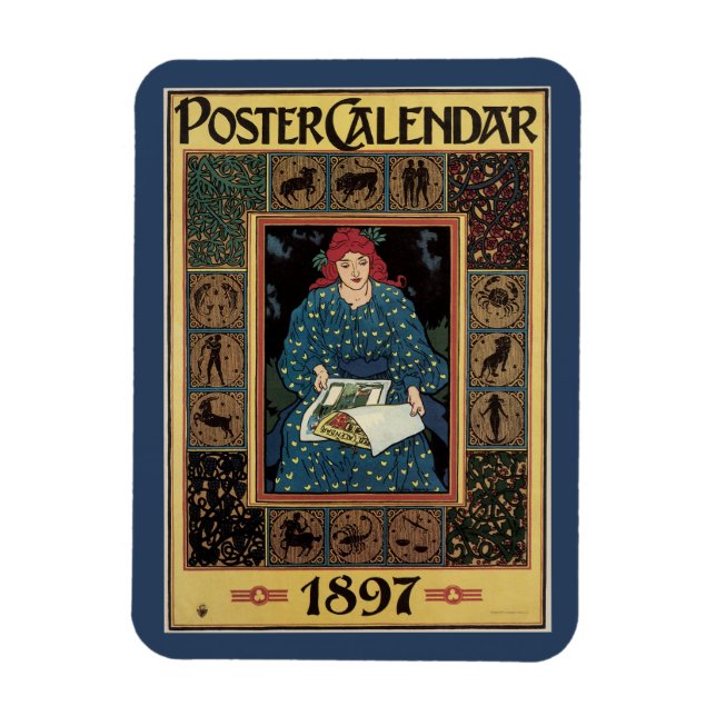 Vintages Jugendstil, Kunsthandwerkbuch Magnet (Vertikal)