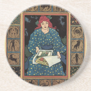 Vintages Jugendstil, Kunsthandwerkbuch Sandstein Untersetzer