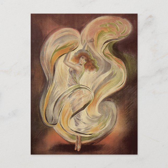 Vintages Jugendstil, La Loie Fuller Moderner Tänze Postkarte (Vorderseite)