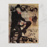 Vintages Jugendstil Le Grillon, Man Drinks Biere
