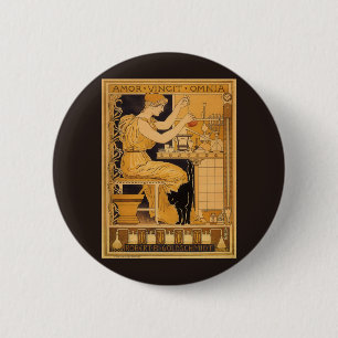Vintages Jugendstil, Liebe erobert alles Wissensch Button