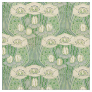 Vintages Jugendstil-Lotus- und Pappemuster Stoff
