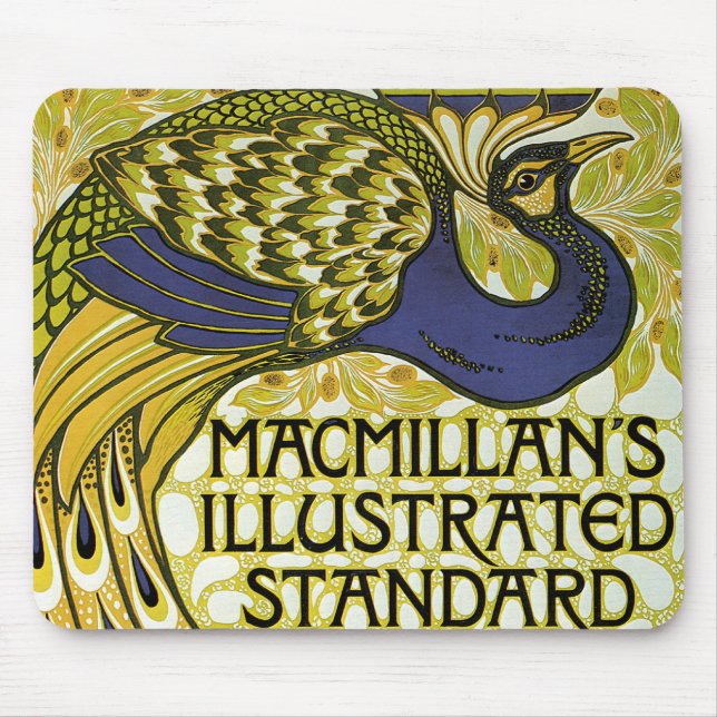 Vintages Jugendstil, Macmillans Pfauenfeder Mousepad (Vorne)