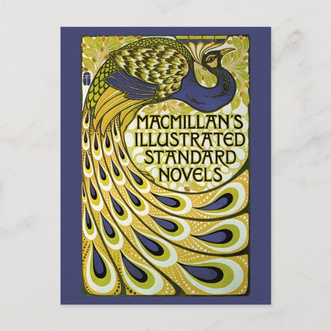 Vintages Jugendstil, Macmillans Pfauenfeder Postkarte (Vorderseite)