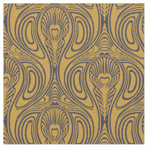 Vintages Jugendstil-Pfauenfedermuster Stoff