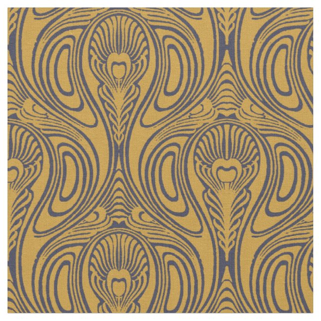 Vintages Jugendstil-Pfauenfedermuster Stoff (Nahaufnahme)