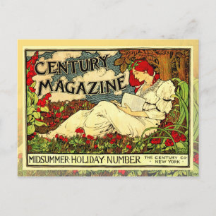 Vintages Jugendstil-Poster der Frau beim Lesen Postkarte