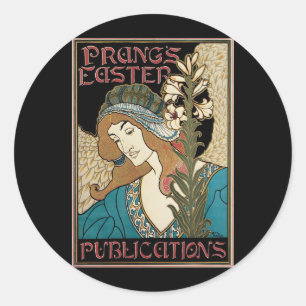 Vintages Jugendstil, Prang's Osterveröffentlichung Runder Aufkleber