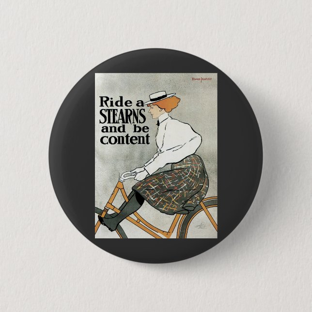 Vintages Jugendstil, Reiten a Sterns Fahrräder Button (Vorderseite)