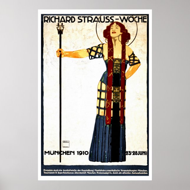 Vintages Jugendstil Richard Strauß Konzert Poster (Vorne)
