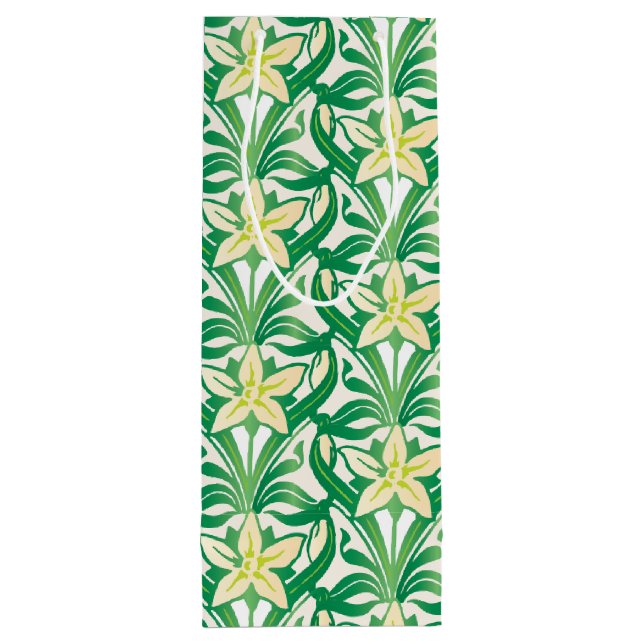 Vintages Jugendstil-Schneeschuhwandermuster Geschenktüte Für Weinflaschen (Rückseite)