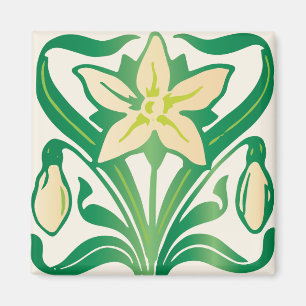 Vintages Jugendstil-Schneeschuhwandermuster Magnet