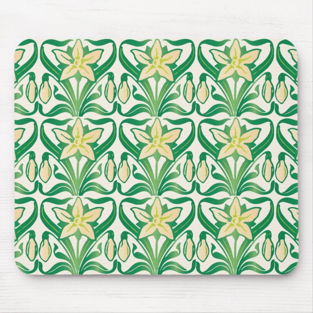Vintages Jugendstil-Schneeschuhwandermuster Mousepad (Vorne)