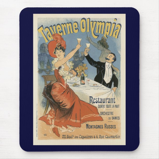 Vintages Jugendstil, Taverne Olympia Restaurant Mousepad (Vorne)