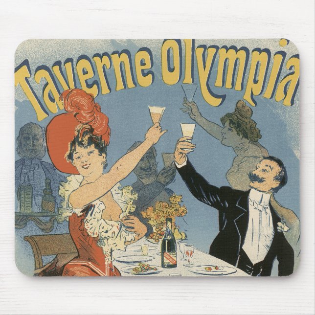 Vintages Jugendstil, Taverne Olympia Restaurant Mousepad (Vorne)