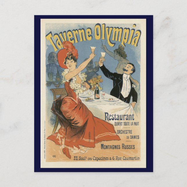 Vintages Jugendstil, Taverne Olympia Restaurant Postkarte (Vorderseite)