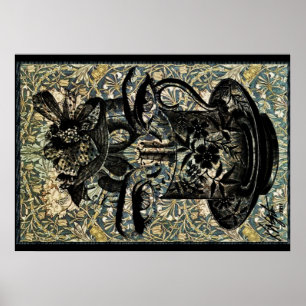 Vintages Jugendstil-Teakholz Poster