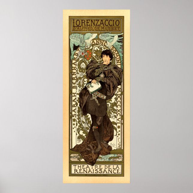 Vintages Jugendstil-Theater und von Mucha Poster (Vorne)