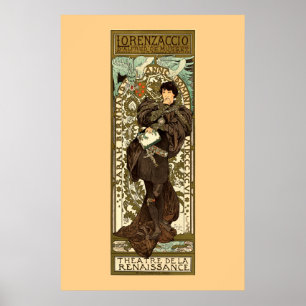 Vintages Jugendstil-Theater und von Mucha Poster