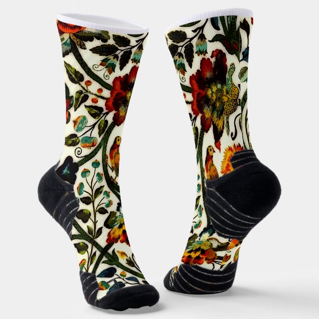 Vintages Jugendstil-Thistles Cicadas Muster Socken (Gewinkelt)
