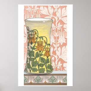 Vintages Jugendstil, Vase mit kolumbianischen Blum Poster