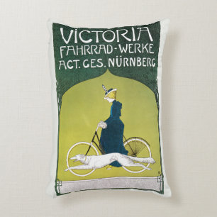 Vintages Jugendstil, Victoria Fahrrad Werke, Rehm Dekokissen