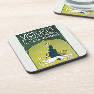 Vintages Jugendstil, Victoria Fahrrad Werke, Rehm Getränkeuntersetzer